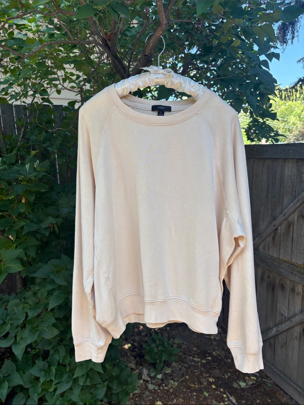 NWOT J. Crew Vintage Wash Ivory Crewneck Pullover